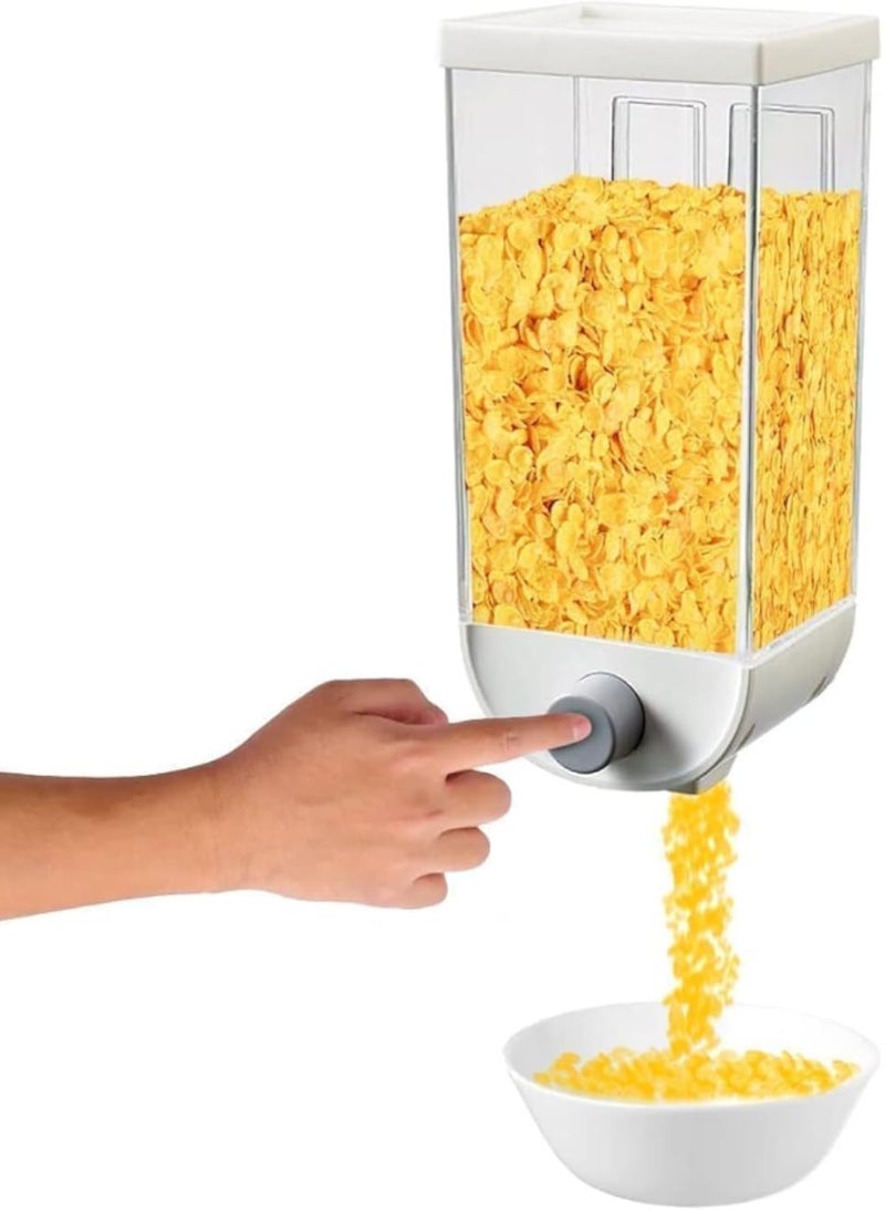 موزع حبوب مثبت على الحائط، حاوية أرز، تخزين حبوب محكم الإغلاق، تحكم في الحصص، مخرج مزدوج، سعة 1 لتر، منظم مطبخ للتقديم بلمسة واحدة